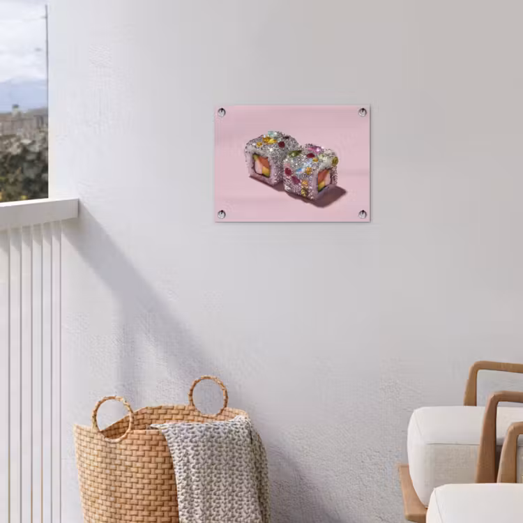 Sushi - Rolletjes - Steentjes - Kleurrijk tuinposter los doek klein -sfeer8