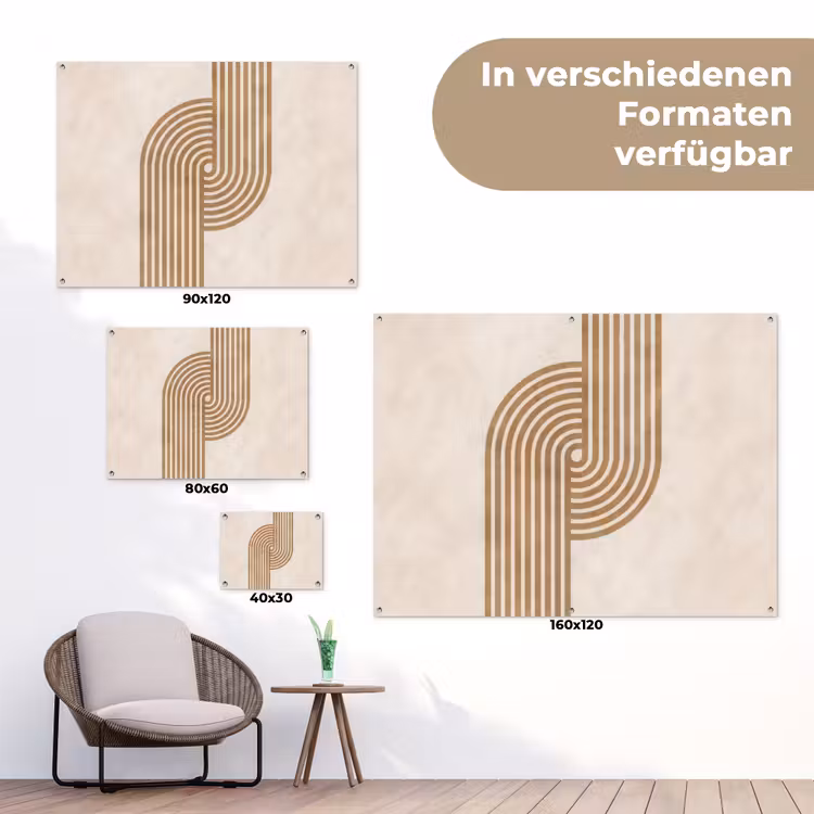 Symmetrische bocht - Koperkleurig tuinposter los doek klein -Xsfeer9_DE