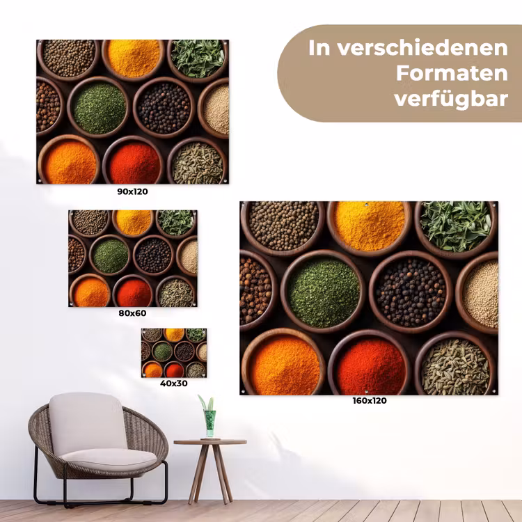 Bakjes - Hout - Kruiden - Kleurrijk tuinposter los doek klein -Xsfeer9_DE