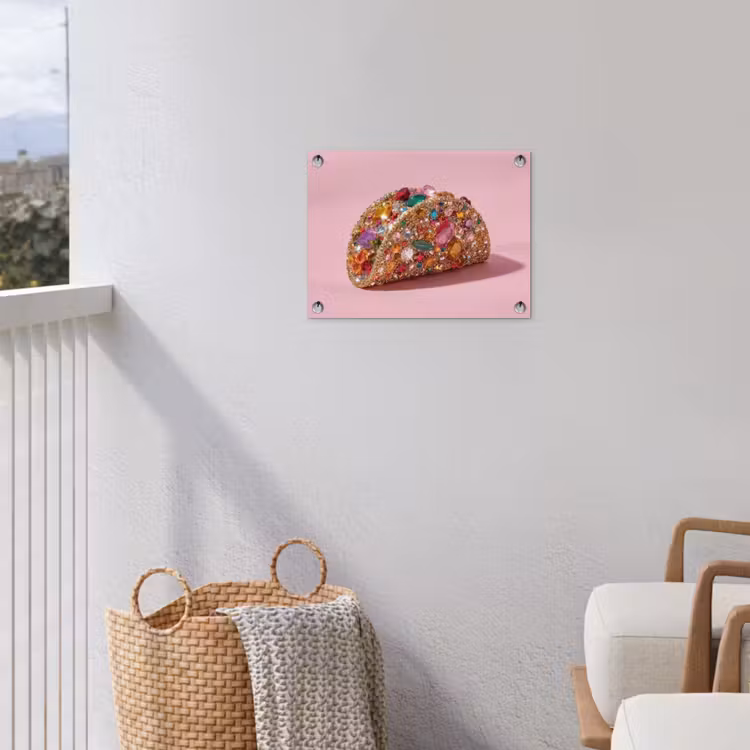 Taco - Kleurrijk - Edelstenen - Goud tuinposter los doek klein -sfeer8