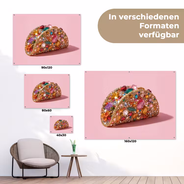 Taco - Kleurrijk - Edelstenen - Goud tuinposter los doek klein -Xsfeer9_DE
