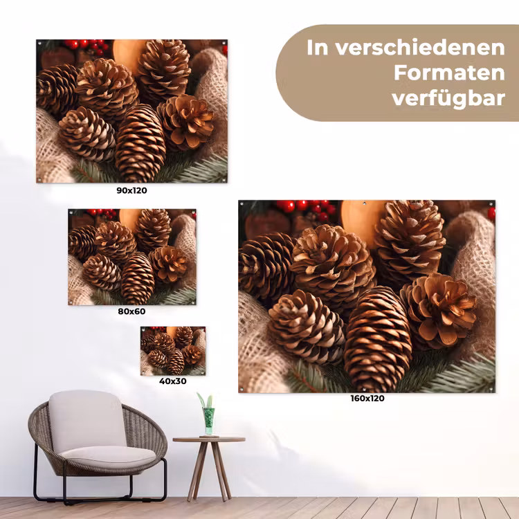 Dennenappels - Boom - Winter - Natuur - Bruin tuinposter los doek klein -Xsfeer9_DE