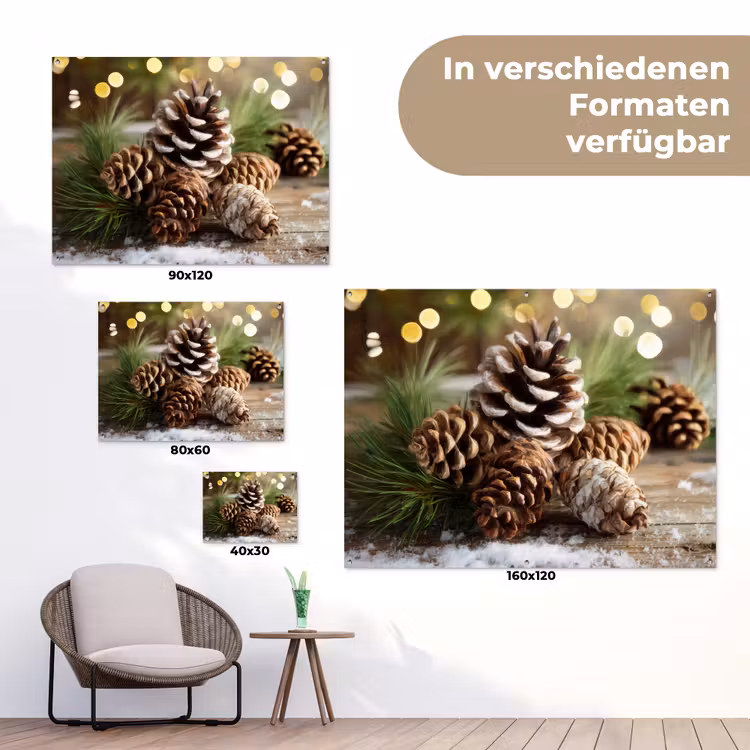 Dennenappels - Kerstsfeer - Bruin - Groen tuinposter los doek klein -Xsfeer9_DE