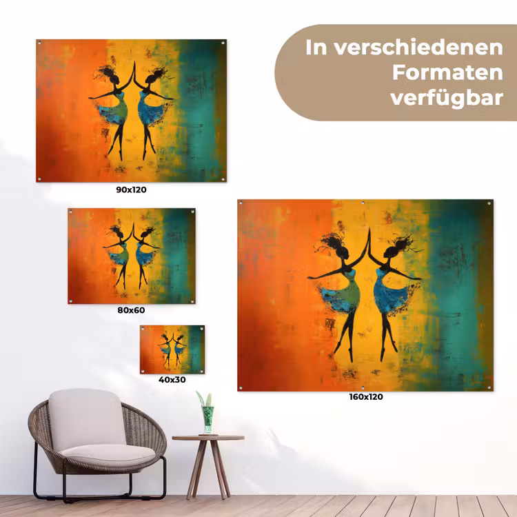 Dansen - Vrouwen - Verfstructuur tuinposter los doek klein -Xsfeer9_DE
