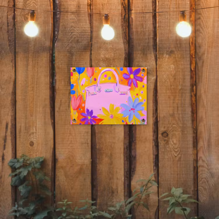Tas - Roze - Bloemen tuinposter los doek klein -sfeer1