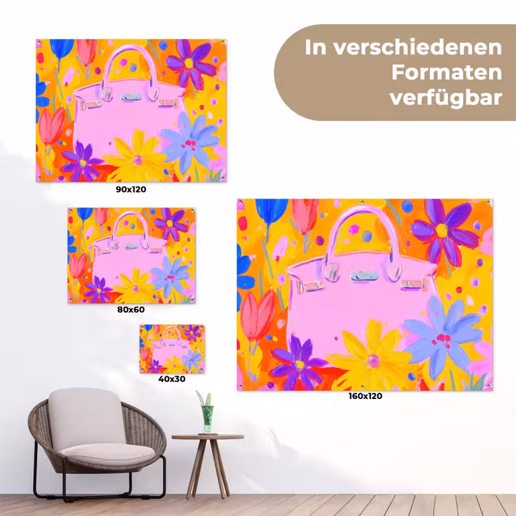 Tas - Roze - Bloemen tuinposter los doek klein -Xsfeer9_DE