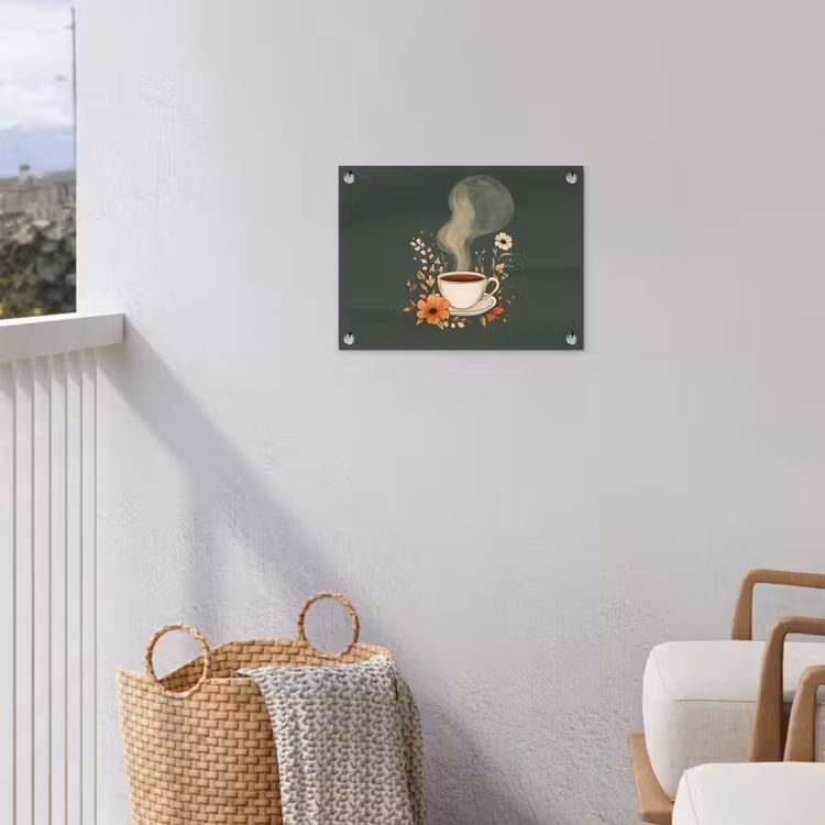 Kop - Bloemen - Groen - Koffie tuinposter los doek klein -sfeer8