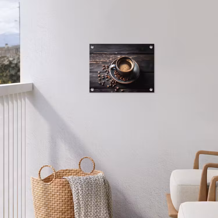 Kop - Koffie - Hout - Bonen tuinposter los doek klein -sfeer8