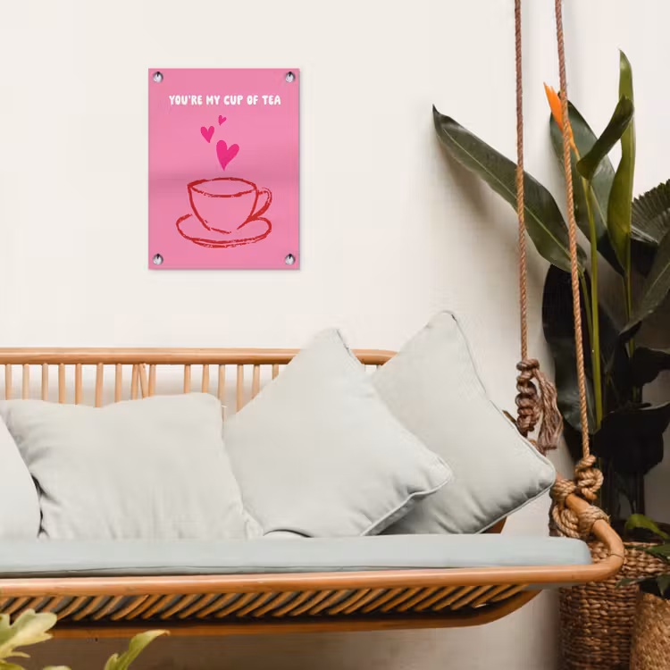 Thee - Roze - Valentijn - Tekst tuinposter los doek klein -sfeer7