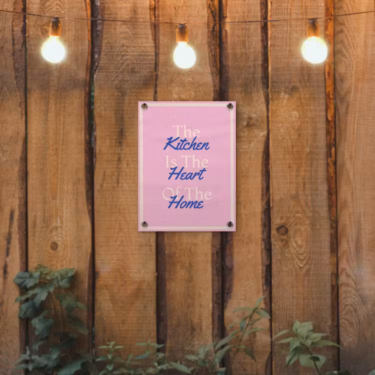 Tekst - Blauw - Keuken - Kader tuinposter los doek klein -sfeer1