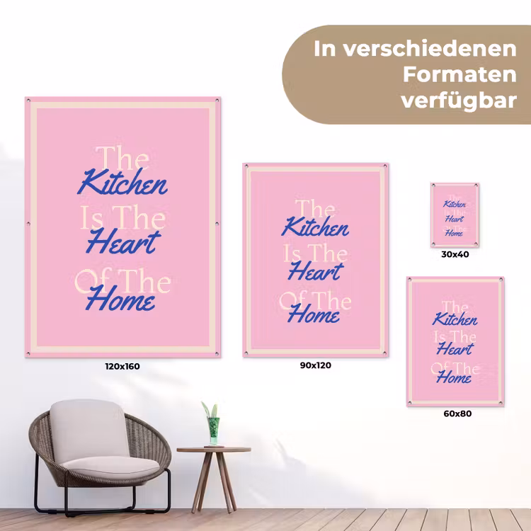 Tekst - Blauw - Keuken - Kader tuinposter los doek klein -Xsfeer9_DE