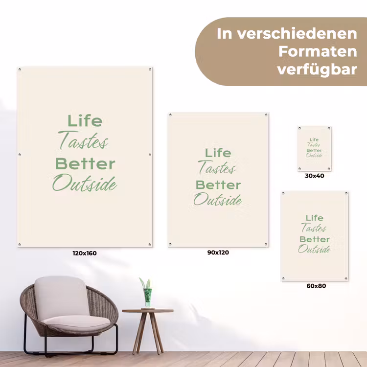 Tekst - Sierlijk - Letters - Groen tuinposter los doek klein -Xsfeer9_DE