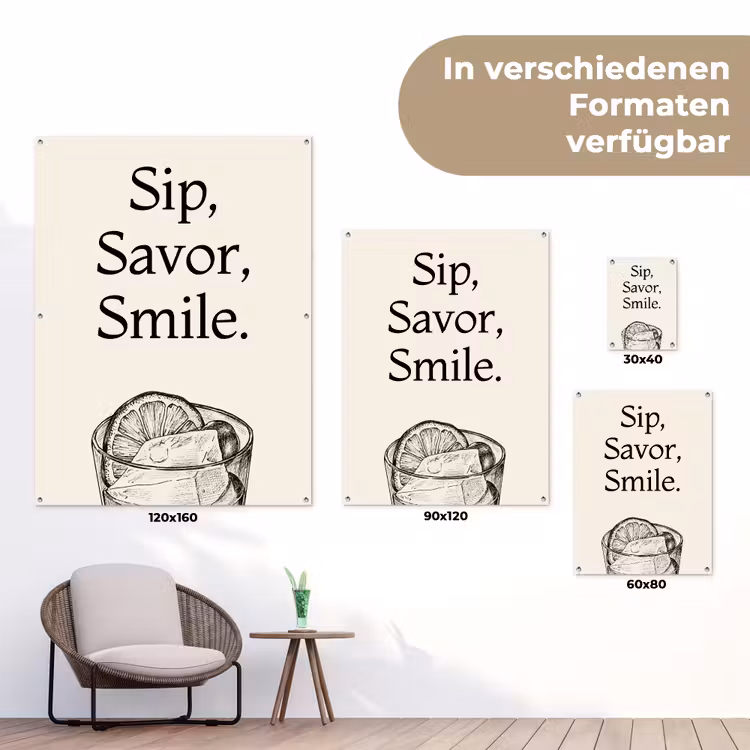 Tekst - Glas - Getekend - Citroen tuinposter los doek klein -Xsfeer9_DE