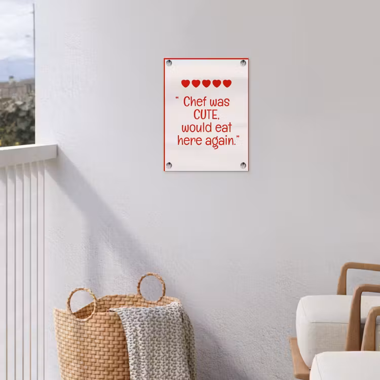 Tekst - Rood - Hartjes tuinposter los doek klein -sfeer8