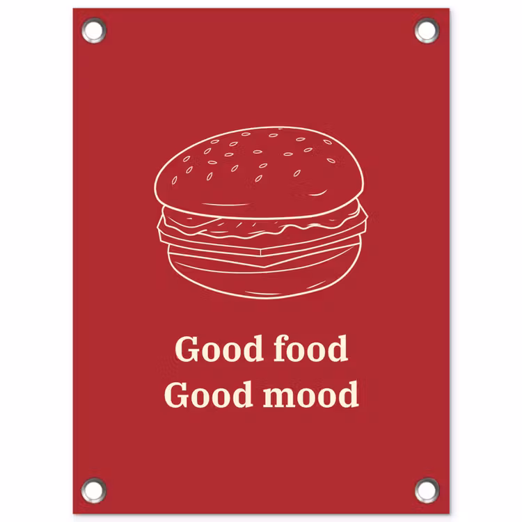 Dieprood - Lijntekening - Tekst - Hamburger tuinposter los doek klein -3d