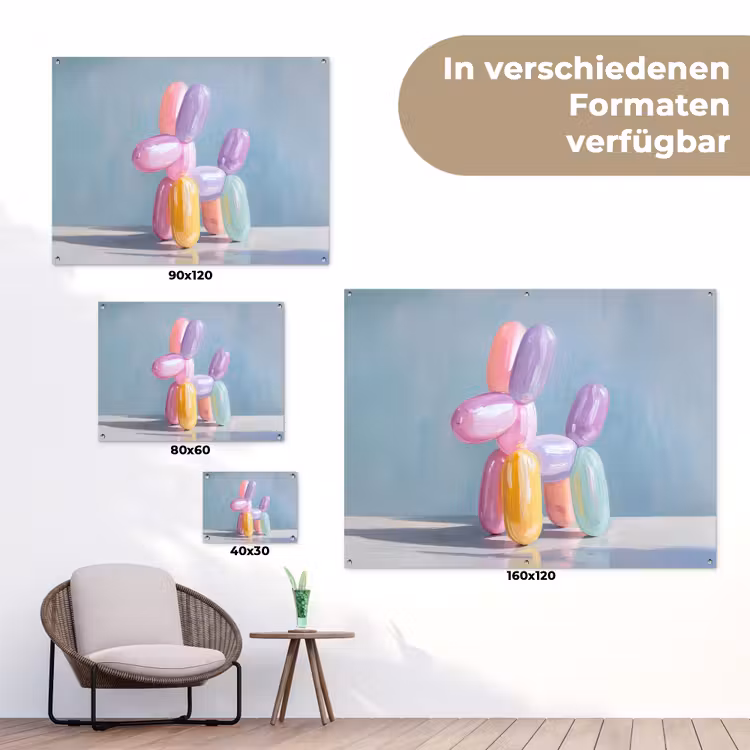 Dier - Ballon - Pasteltinten - Glanzend tuinposter los doek klein -Xsfeer9_DE