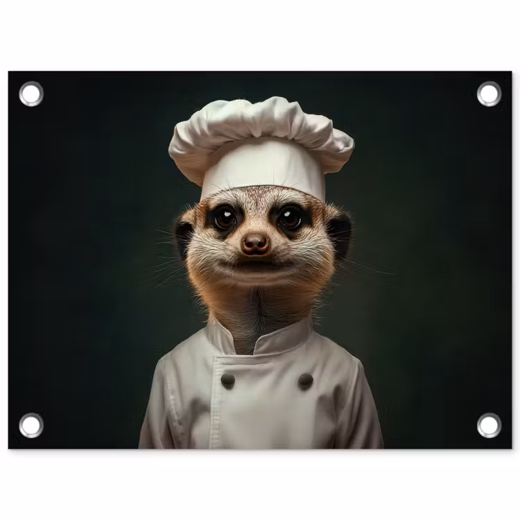 Dier - Kok - Stokstaartje tuinposter los doek klein -3d