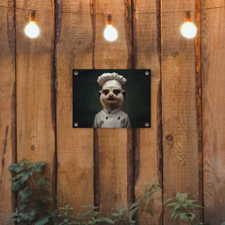 Dier - Kok - Stokstaartje tuinposter los doek klein -sfeer1