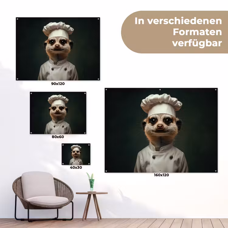 Dier - Kok - Stokstaartje tuinposter los doek klein -Xsfeer9_DE