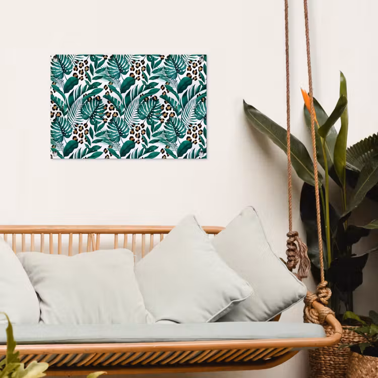 Dierenprint - Panter - Bladeren - Tropisch - Jungle tuinposter los doek klein -sfeer7