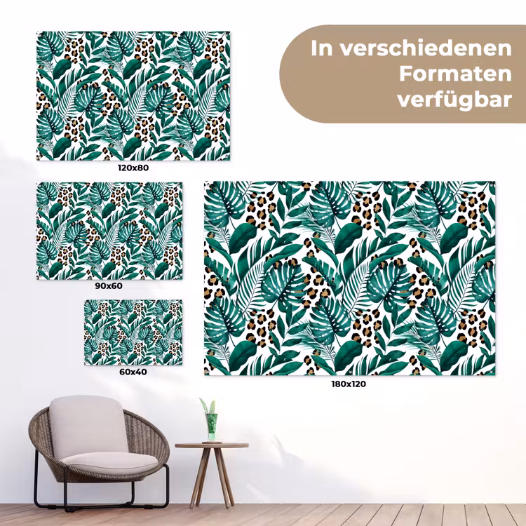 Dierenprint - Panter - Bladeren - Tropisch - Jungle tuinposter los doek klein -Xsfeer9_DE