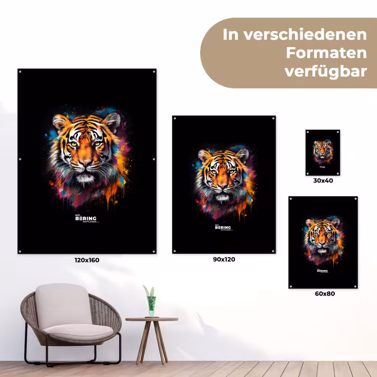 Tijger als street art kunstwerk tuinposter los doek klein -Xsfeer9_DE