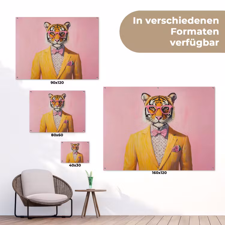 Tijger - Bril - Geel - Jasje tuinposter los doek klein -Xsfeer9_DE
