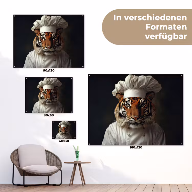 Tijger - Kokskleding - Bruin tuinposter los doek klein -Xsfeer9_DE
