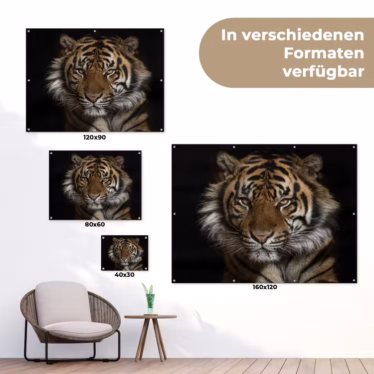 Tijger - Wilde dieren - Portret tuinposter los doek klein -Xsfeer9_DE