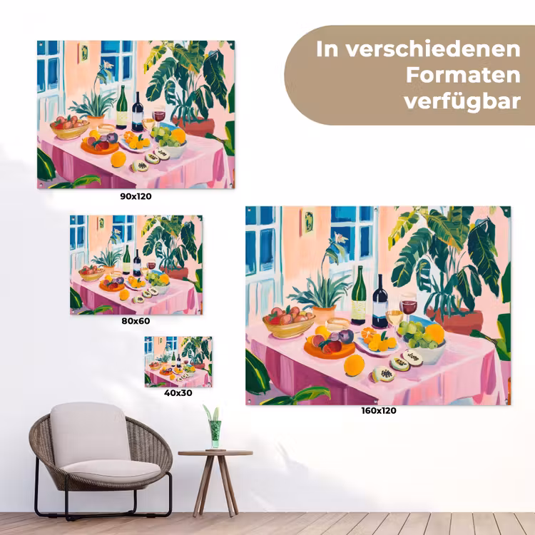 Tafel - Wijn - Fruit tuinposter los doek klein -Xsfeer9_DE