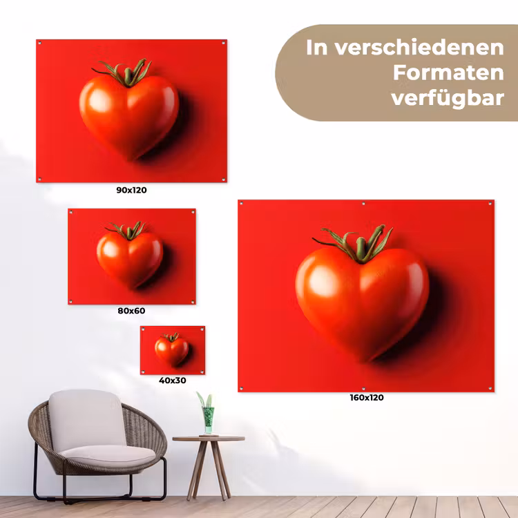 Tomaat - Rood - Hart tuinposter los doek klein -Xsfeer9_DE