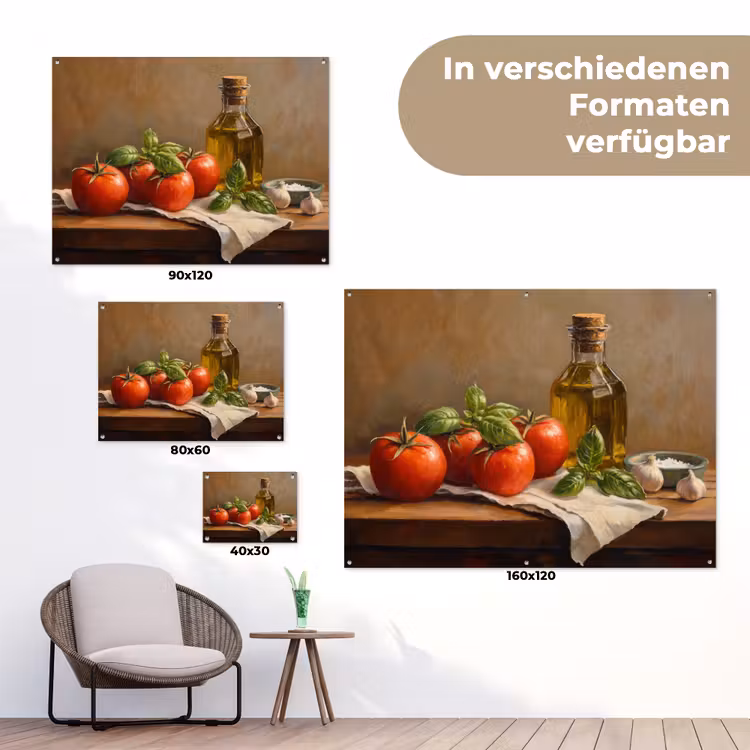 Tomaten - Olijfolie - Stilleven tuinposter los doek klein -Xsfeer9_DE