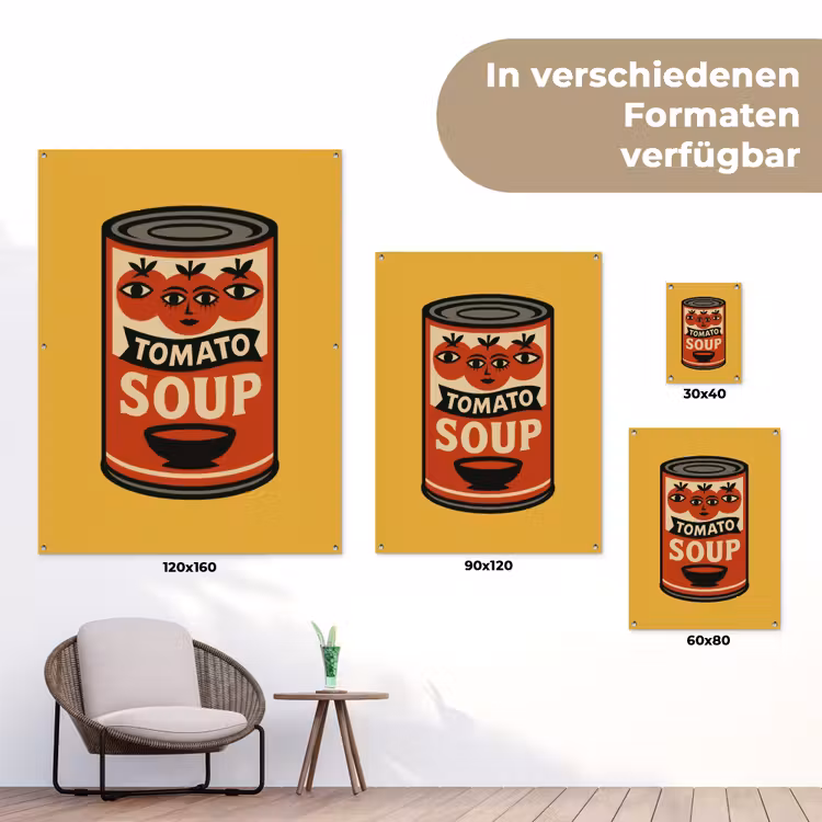 Tomatensoep - Gezichtje - Illustratie - Rood tuinposter los doek klein -Xsfeer9_DE