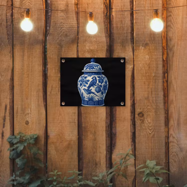 Pot - Delfts Blauw - Bloemen tuinposter los doek klein -sfeer1