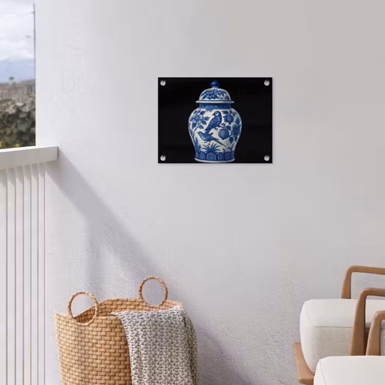 Pot - Delfts Blauw - Bloemen tuinposter los doek klein -sfeer8
