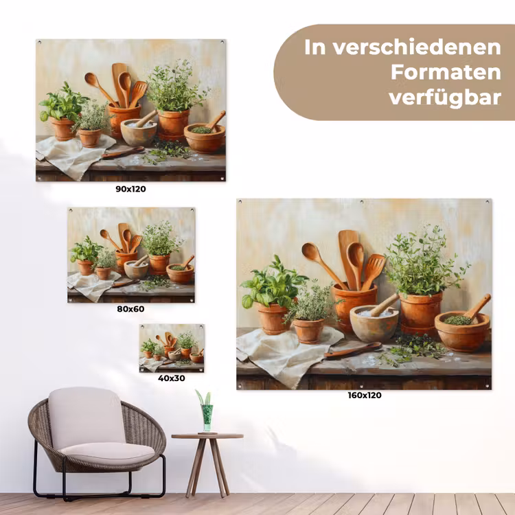 Potten - Kruiden - Hout tuinposter los doek klein -Xsfeer9_DE