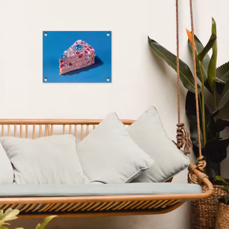 Taart - Edelstenen - Glitters - Roze tuinposter los doek klein -sfeer7