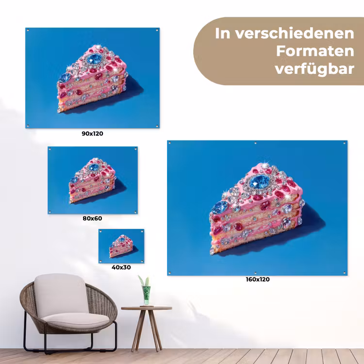 Taart - Edelstenen - Glitters - Roze tuinposter los doek klein -Xsfeer9_DE