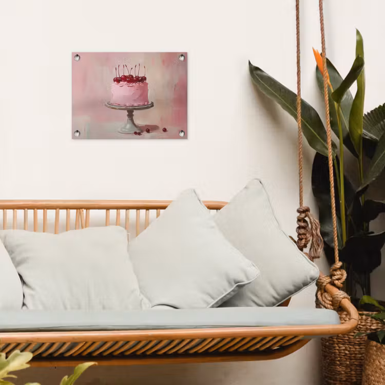 Taart - Pink - Cherry tuinposter los doek klein -sfeer7