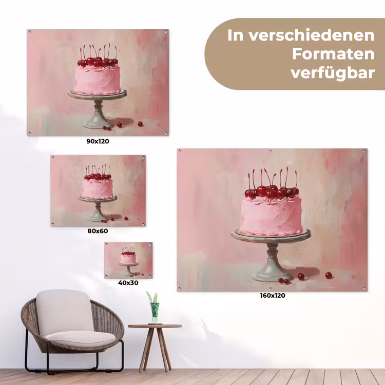 Taart - Pink - Cherry tuinposter los doek klein -Xsfeer9_DE