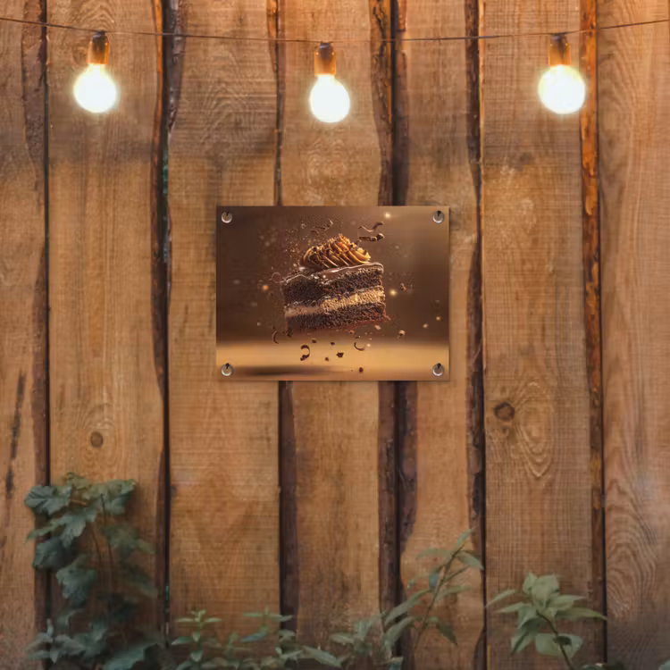 Taart - Chocolade - Eten - Brownie tuinposter los doek klein -sfeer1