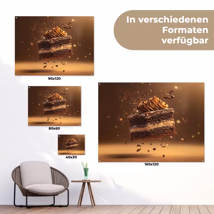 Taart - Chocolade - Eten - Brownie tuinposter los doek klein -Xsfeer9_DE