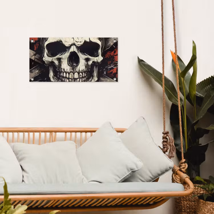 Schedel - Kettingen - Rood tuinposter los doek klein -sfeer7