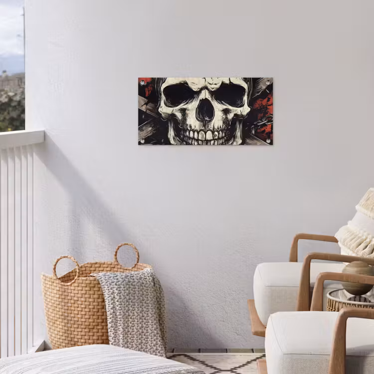 Schedel - Kettingen - Rood tuinposter los doek klein -sfeer8