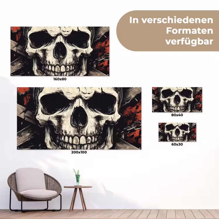 Schedel - Kettingen - Rood tuinposter los doek klein -Xsfeer9_DE