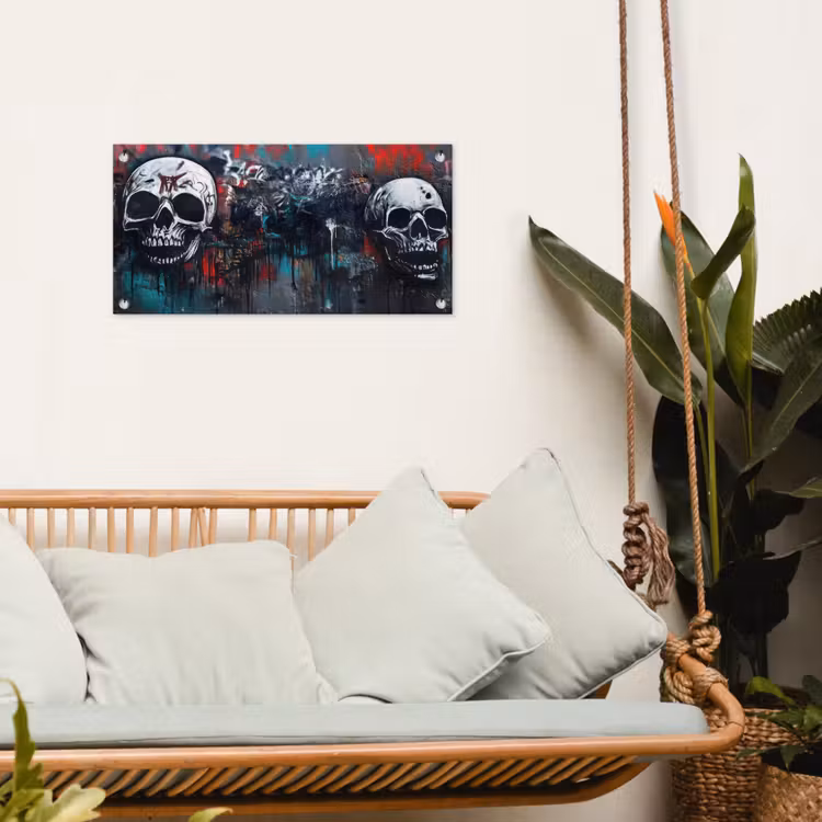 Schedels - Graffiti - Abstract tuinposter los doek klein -sfeer7