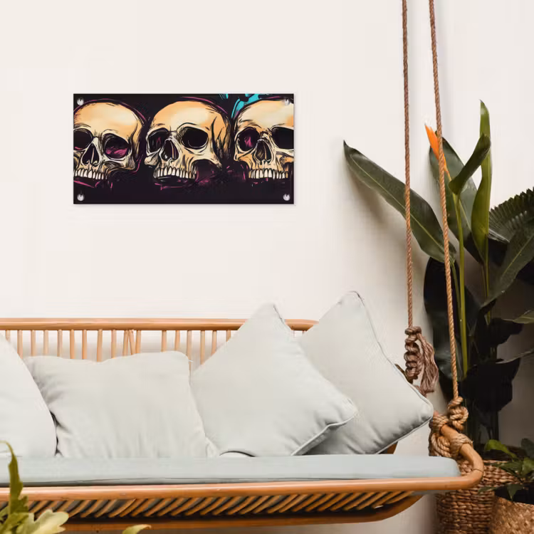 Schedels - Graffiti - Neon tuinposter los doek klein -sfeer7