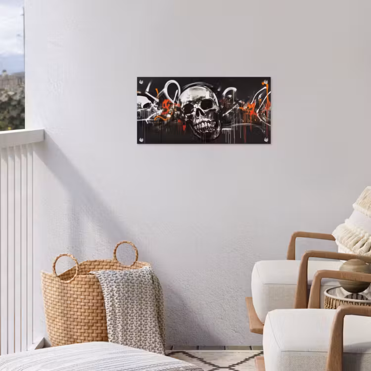 Schedels - Kunst - Donker - Rood tuinposter los doek klein -sfeer8