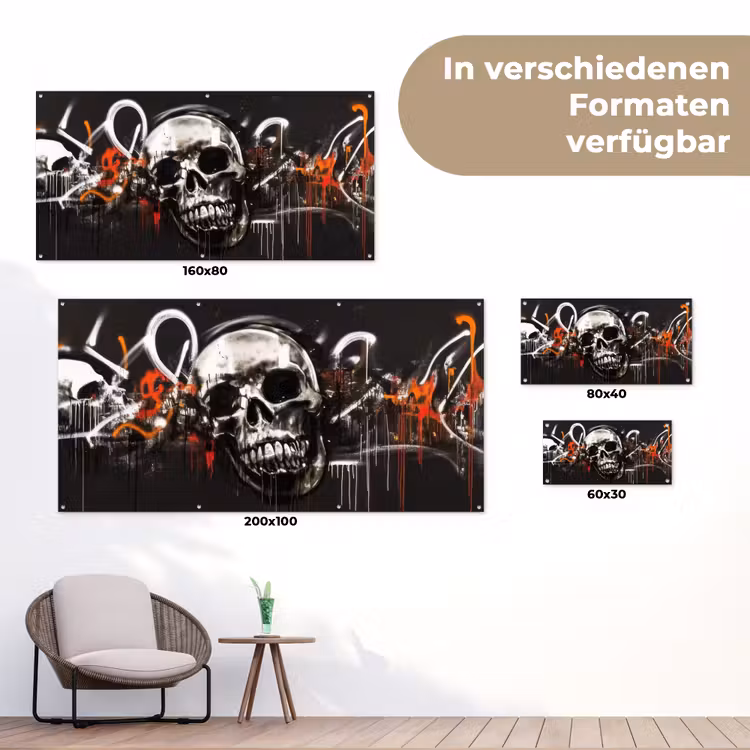 Schedels - Kunst - Donker - Rood tuinposter los doek klein -Xsfeer9_DE