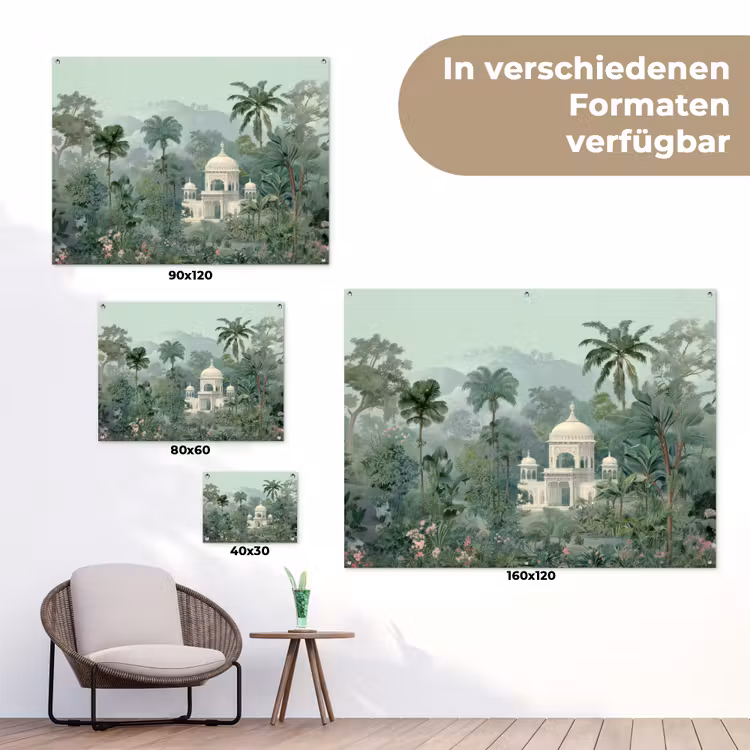 Tropische tuin - Koepelgebouw - Bloemen tuinposter los doek klein -Xsfeer9_DE